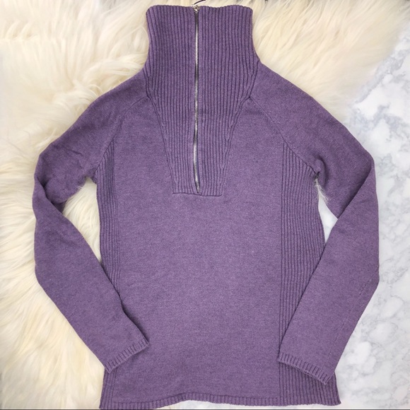 Eddie Bauer Purple Knit Sweater Zip Neck - Picture 4 of 8